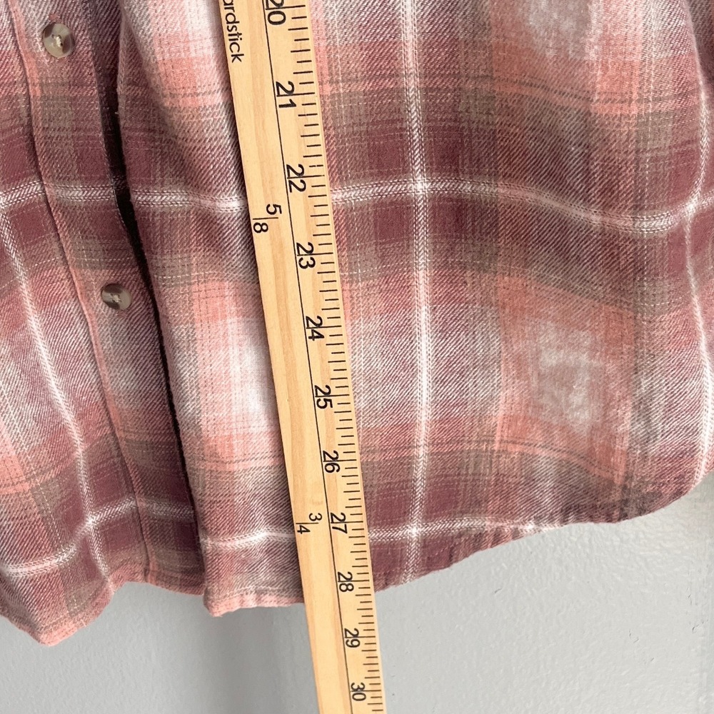 Lucky Brand Womens Peach Plaid Flannel Button Up Shirt Western Size‎ Medium - Picture 7 of 7